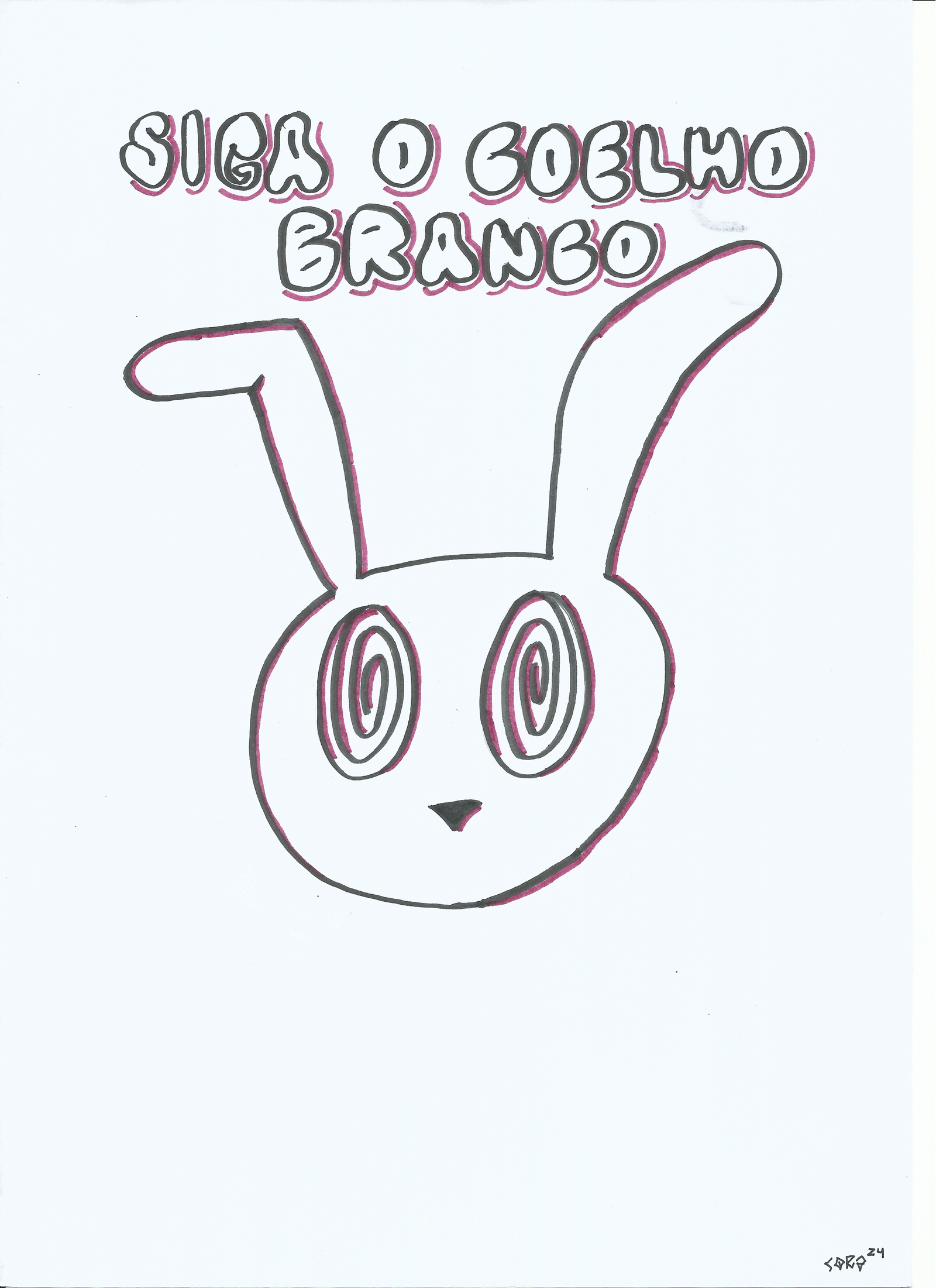 Drawing: 'siga o coelho branco'